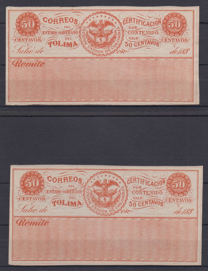 Colombia 1886 — Insured letter stamps
