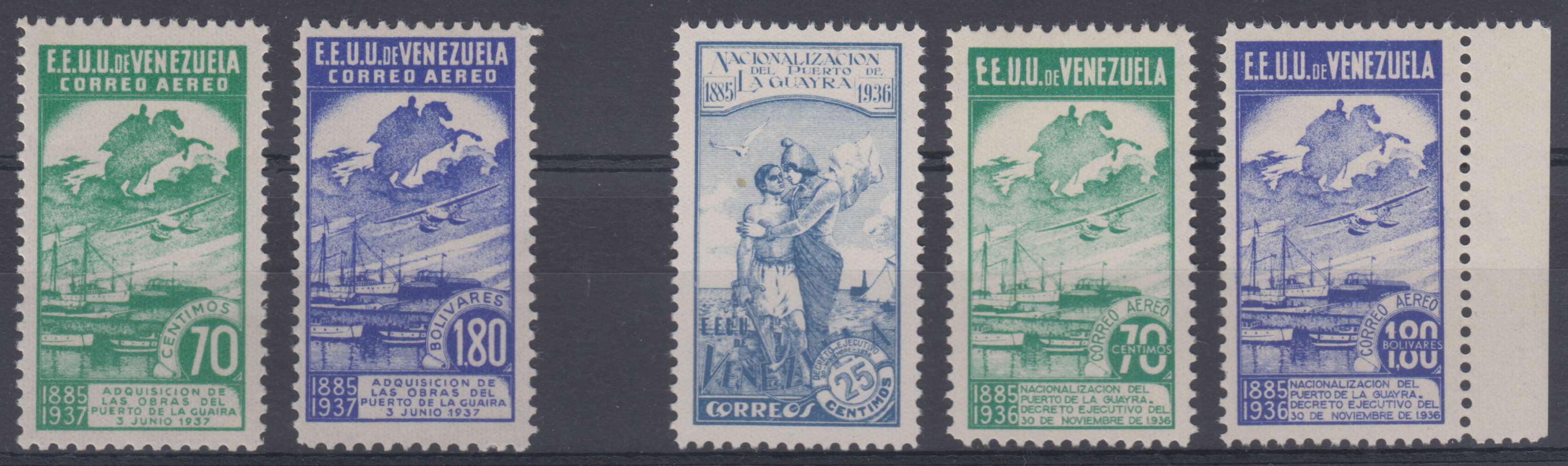 Venezuela 1937 — issue & unissued "Nacionalizacion"