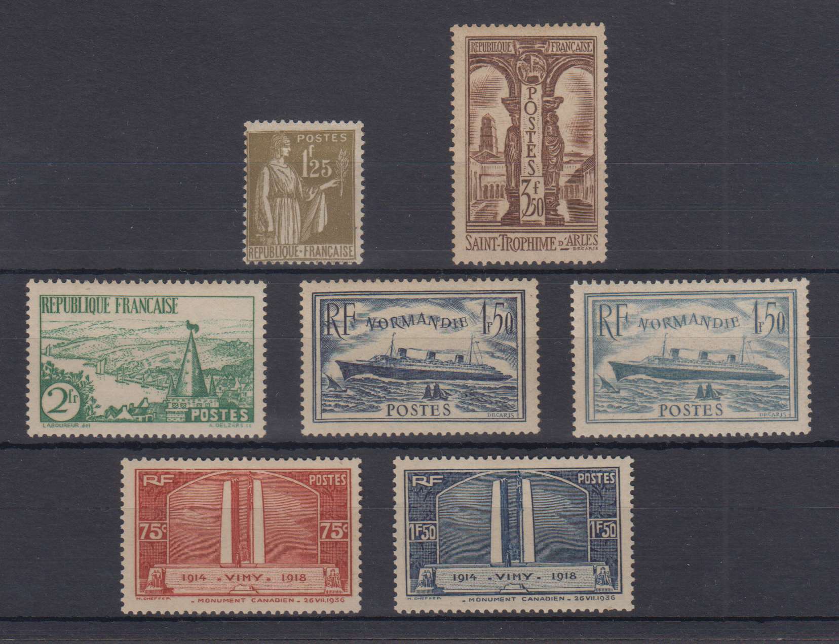 France 1932 — Scott 279, 299-300, 300a, 302 & 311-312
