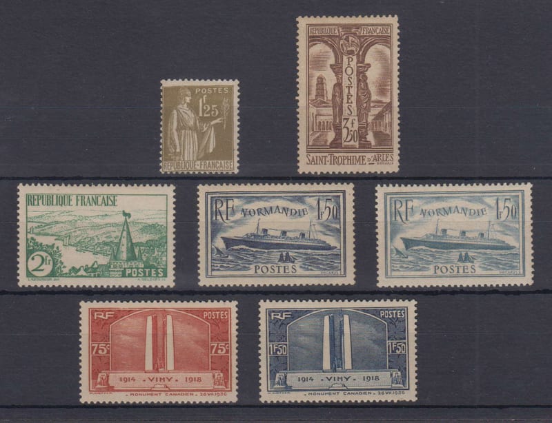 France 1932 — Scott 279, 299-300, 300a, 302 & 311-312