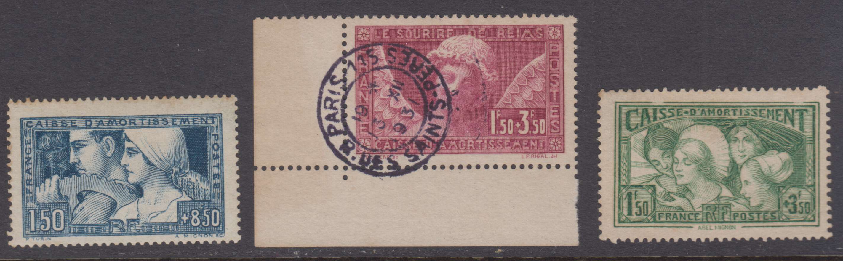 France 1928 — Scott B27, B34 & B38