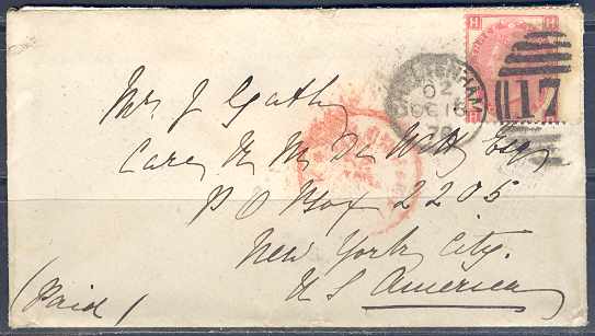 Great Britain 1872 — Mail to USA