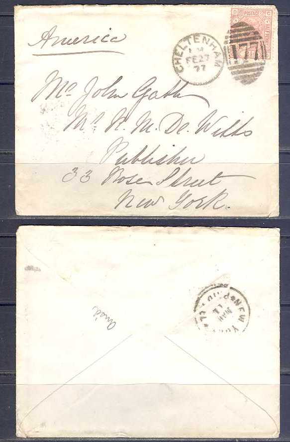 Great Britain 1877 — Mail to USA