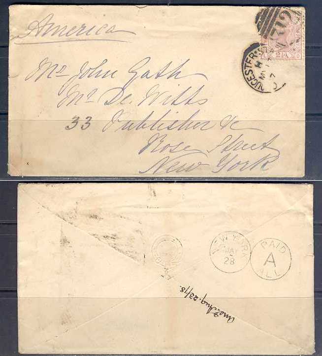 Great Britain 1878 — Mail to USA