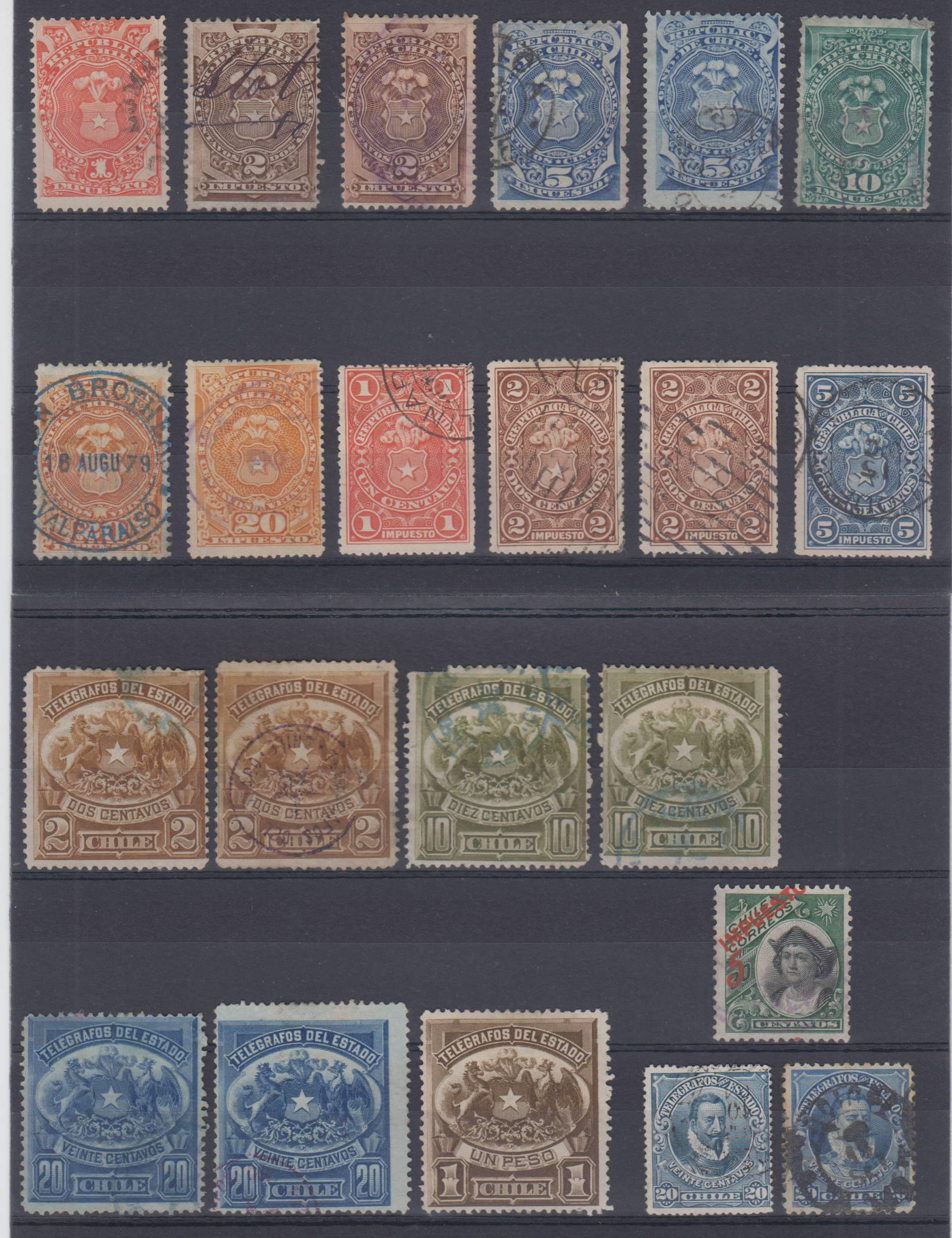 Chile — Airs, Telegraph & revenues used as postage