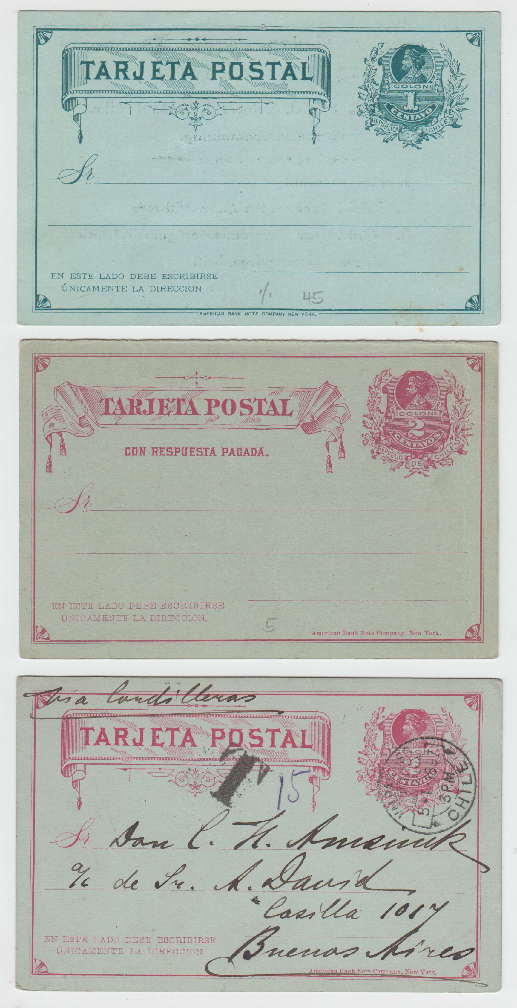 Chile 1882 — H & G 6, 7, 14 & 15