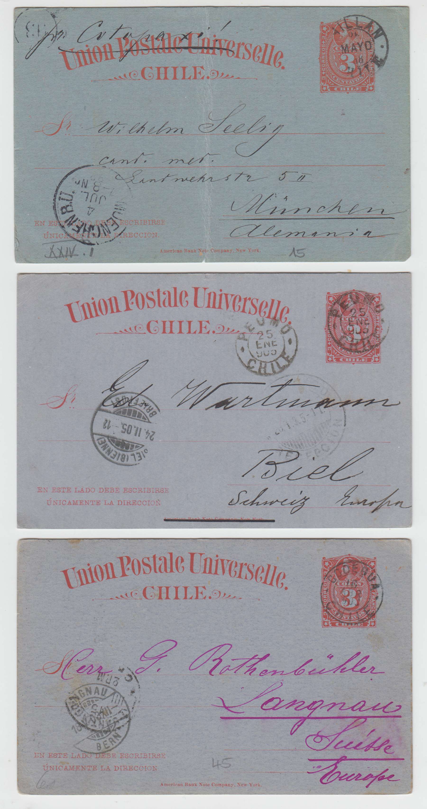 Chile 1882 — H & G 6, 7, 14 & 15