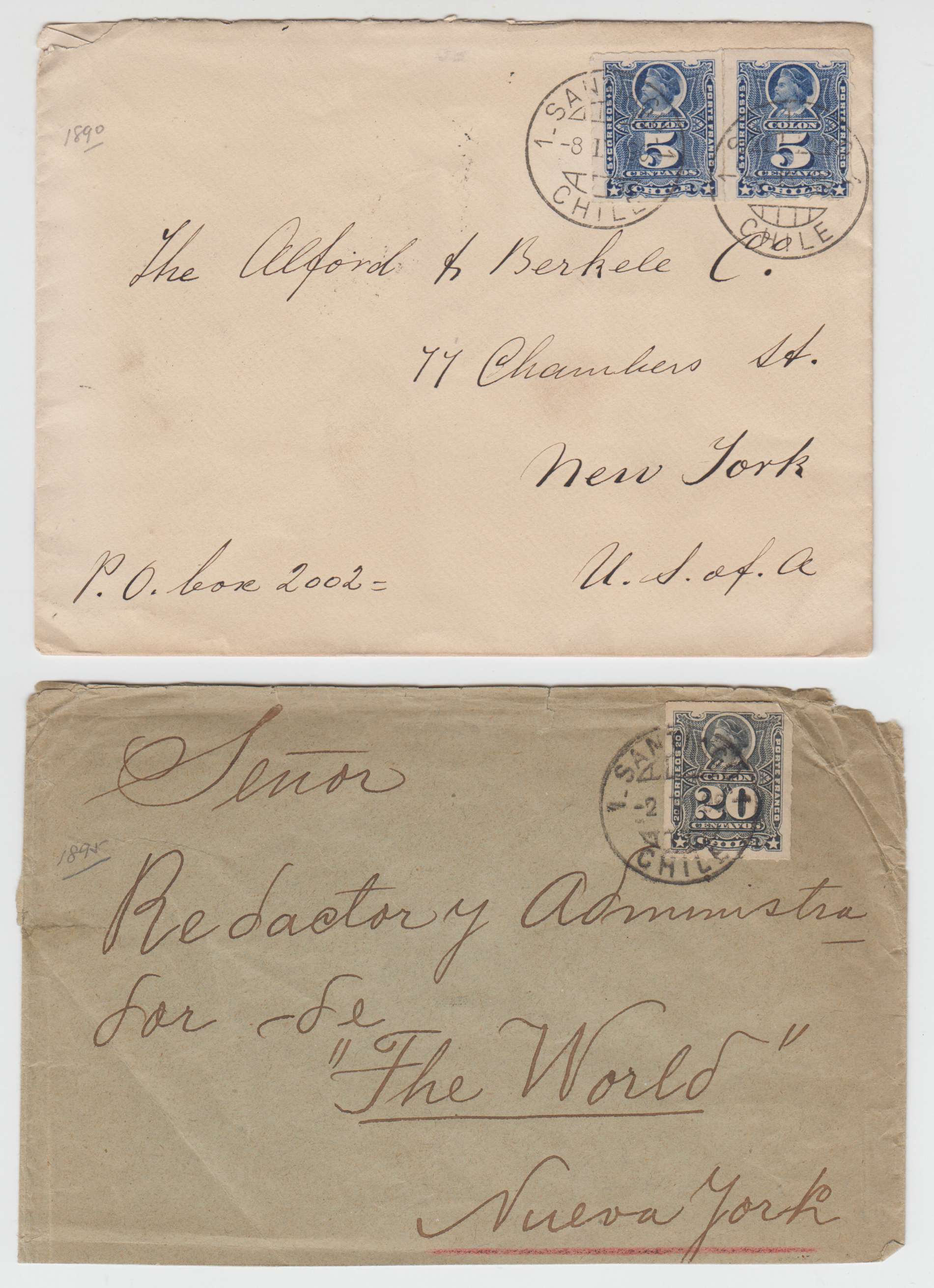 Chile 1890 — Group of 12 covers