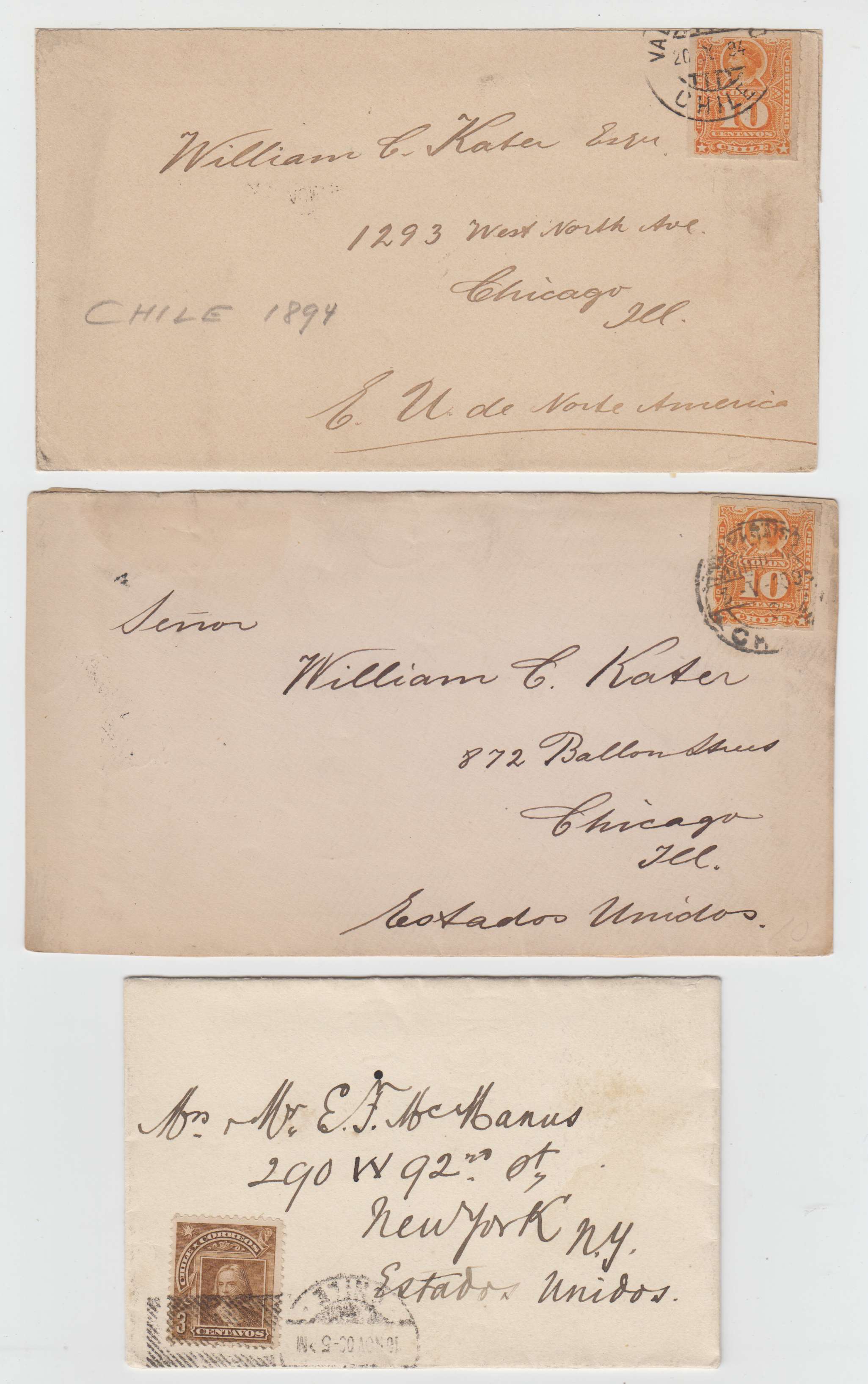Chile 1890 — Group of 12 covers