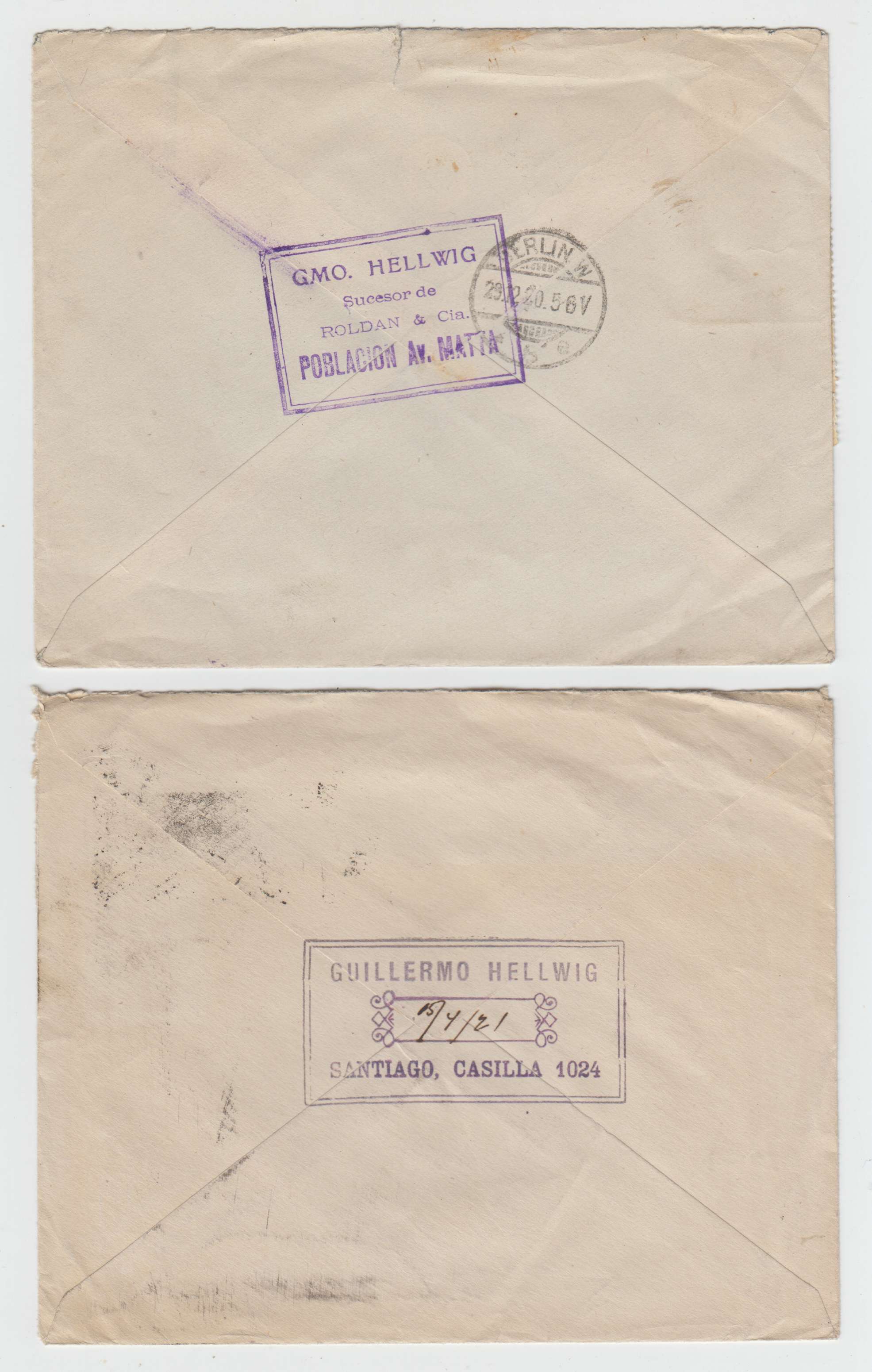 Chile 1916 — Group of 10 covers to Switzerland, Germany or USA with better cancels, rates, etc