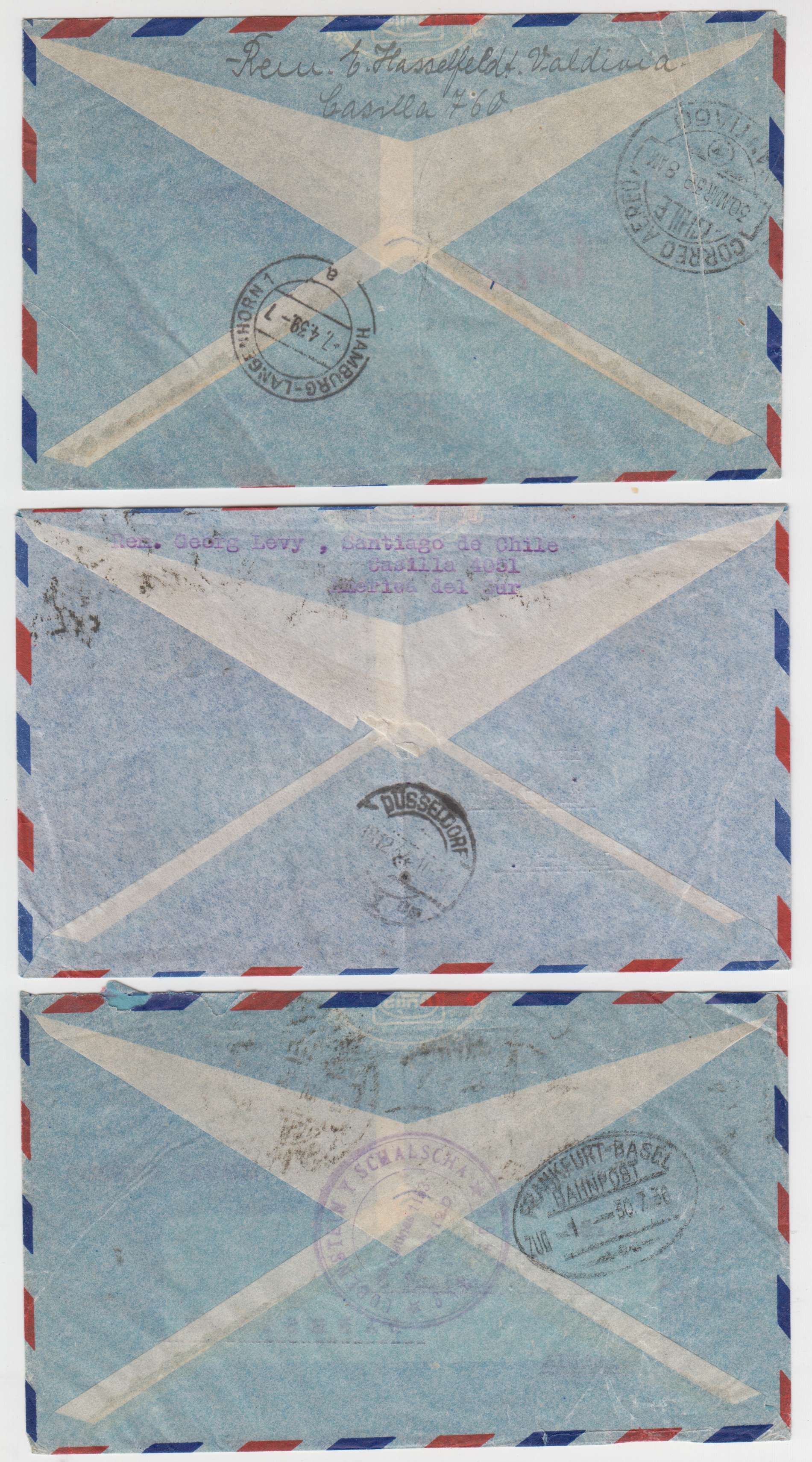 Chile 1933 — Better collection of 17 covers to Germany Switzerland or GB including surface, R-covers,…