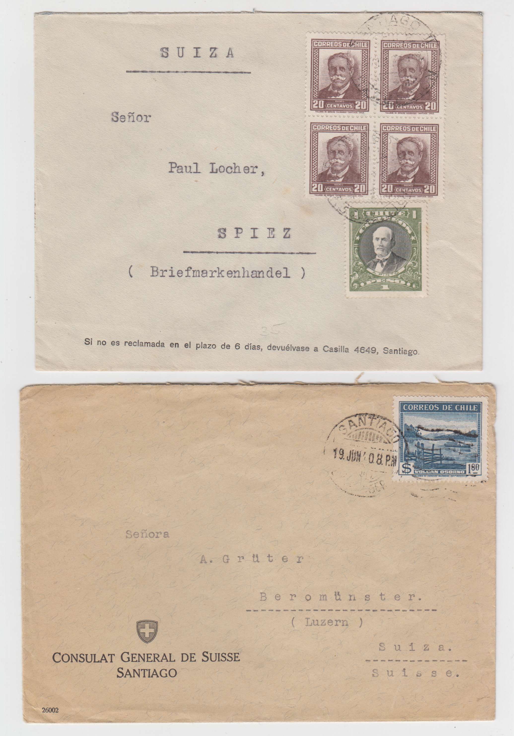 Chile 1933 — Better collection of 17 covers to Germany Switzerland or GB including surface, R-covers,…