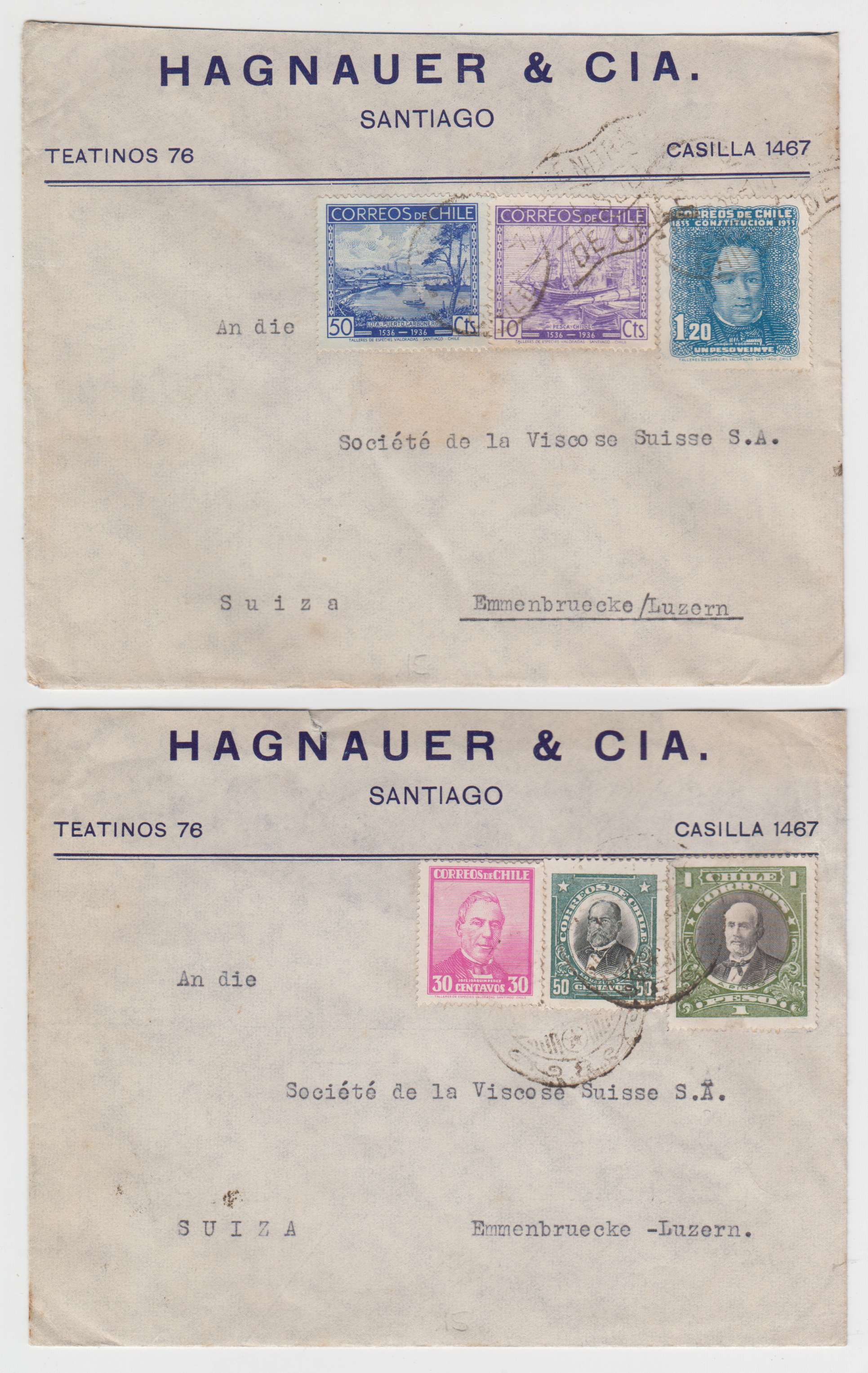 Chile 1933 — Better collection of 17 covers to Germany Switzerland or GB including surface, R-covers,…