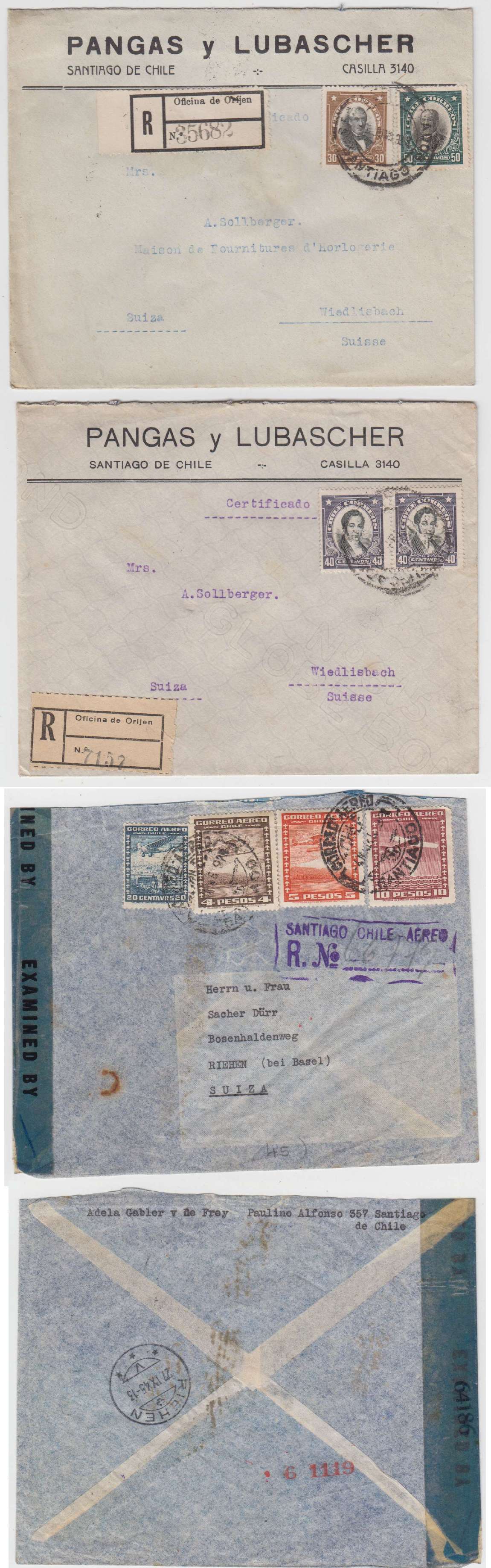Chile 1933 — Better collection of 17 covers to Germany Switzerland or GB including surface, R-covers,…