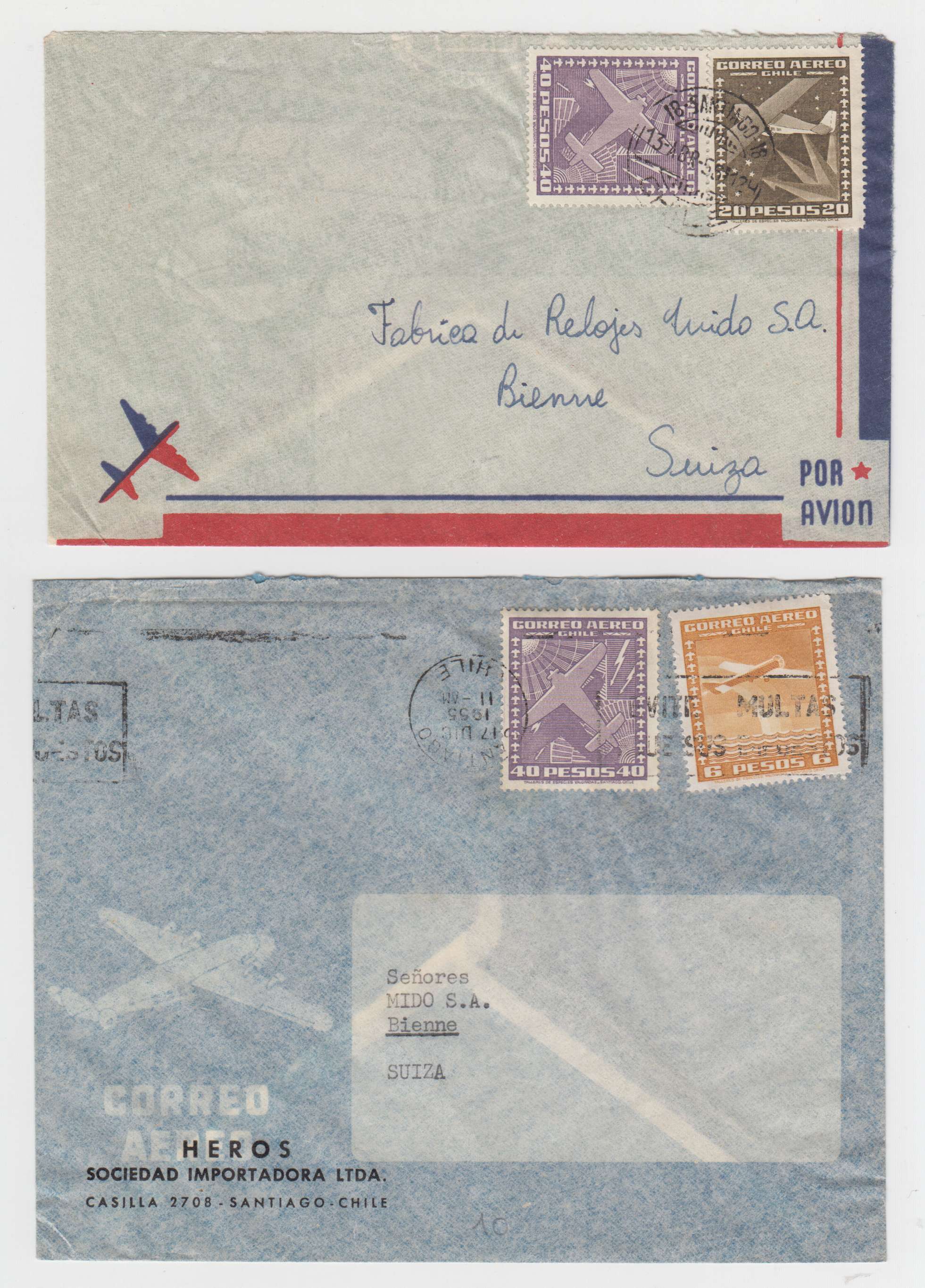 Chile 1948 — Collection of 23 covers to Austria or Switzerland including better rates & Frankings,…