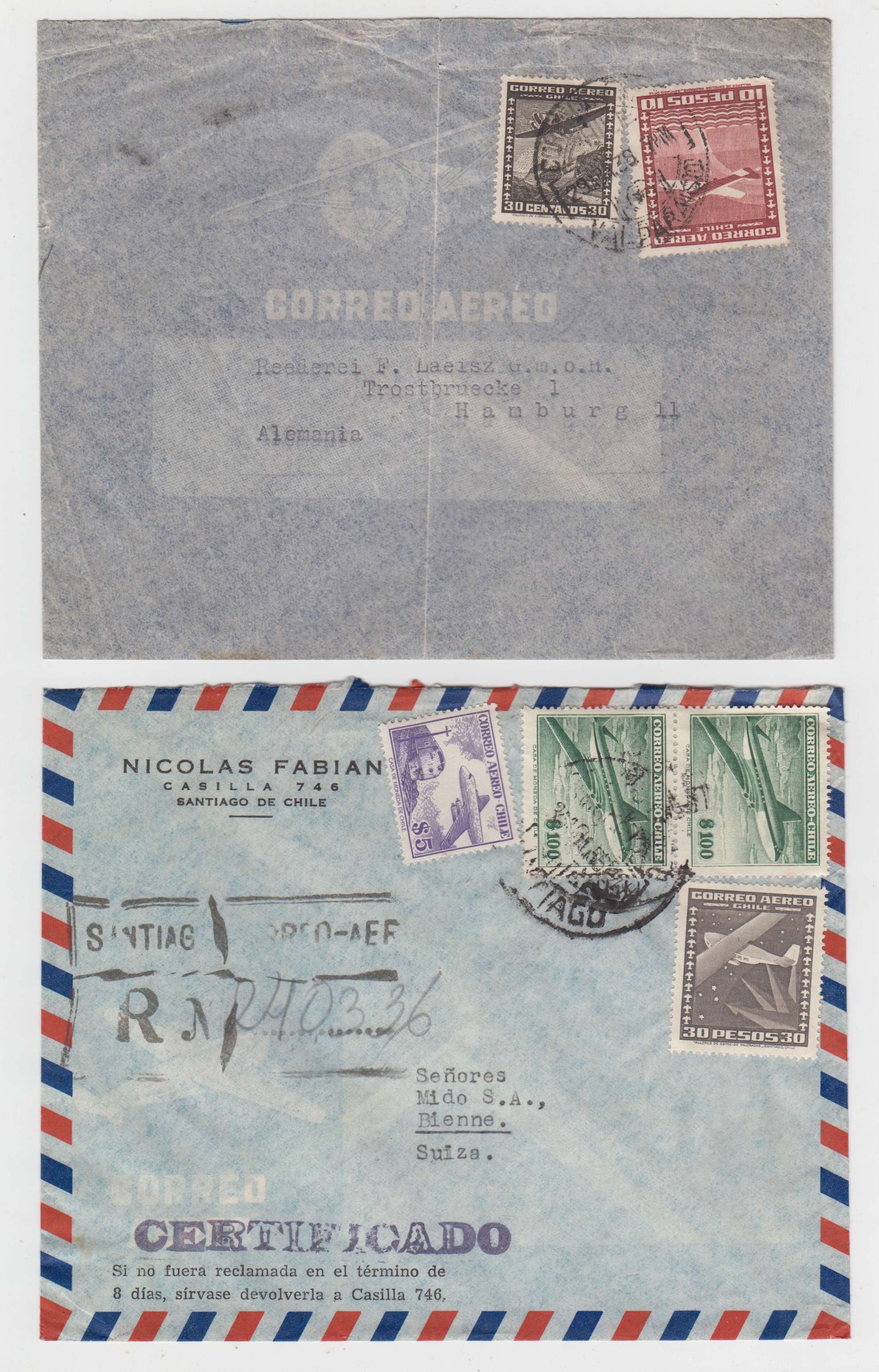 Chile 1948 — Collection of 23 covers to Austria or Switzerland including better rates & Frankings,…
