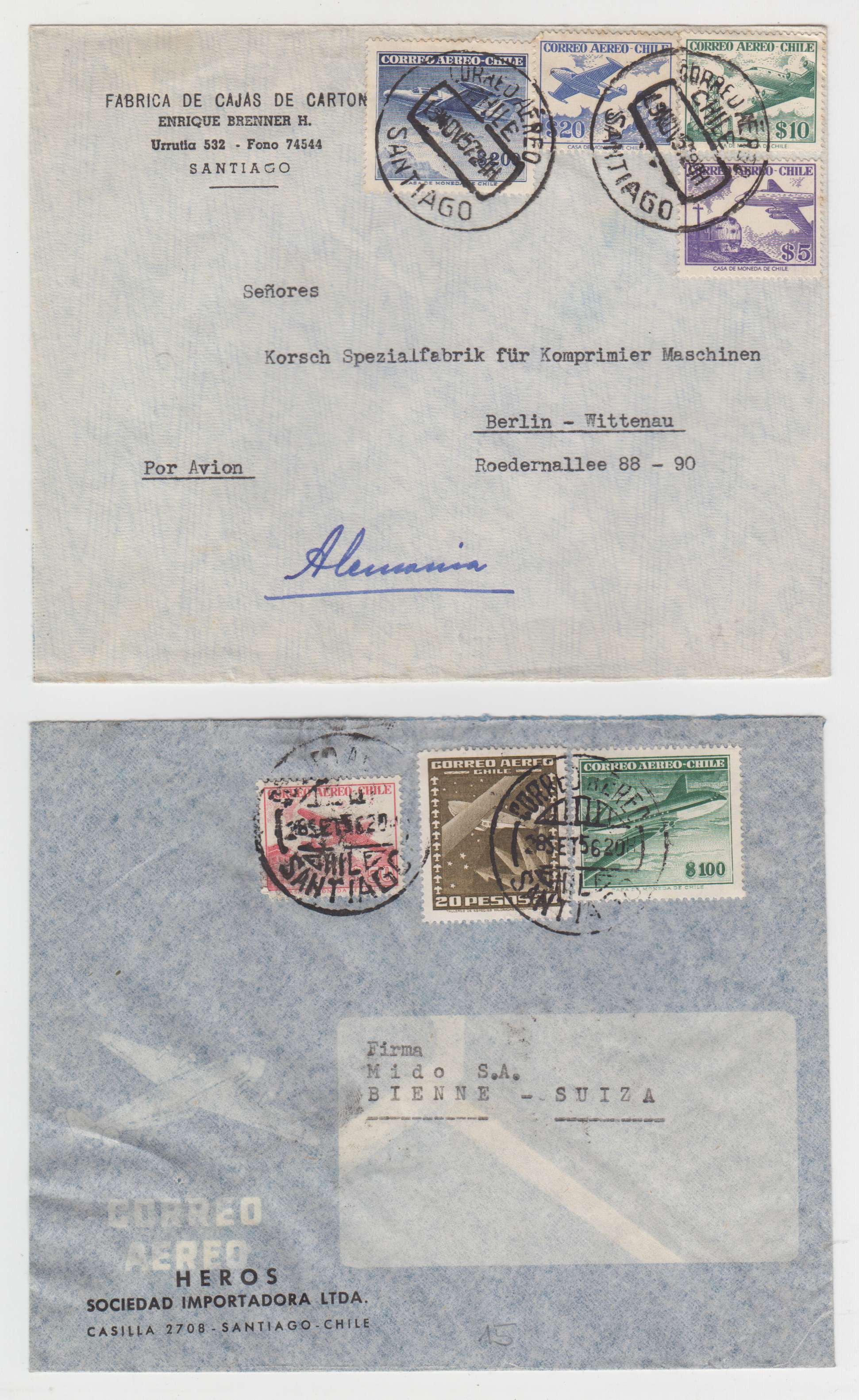 Chile 1948 — Collection of 23 covers to Austria or Switzerland including better rates & Frankings,…