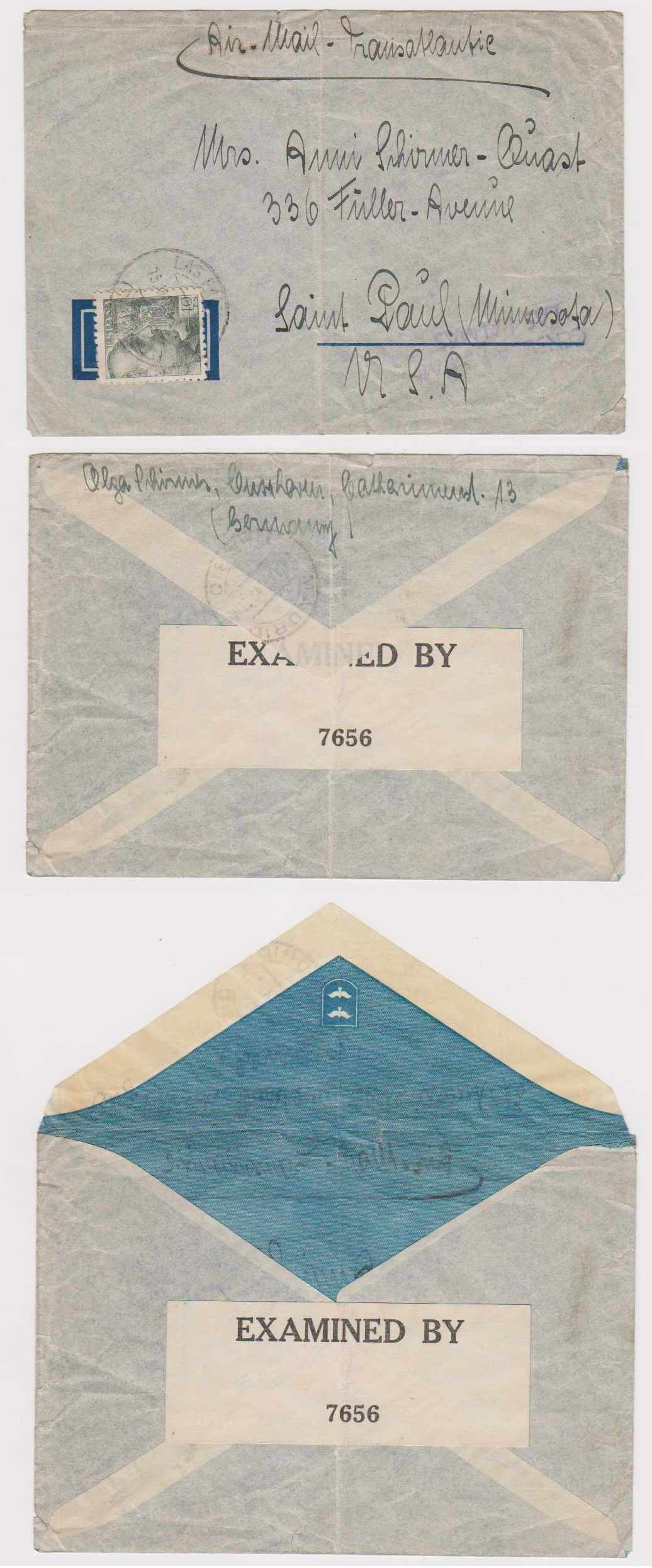 Spain 1942 — Most intriguin & unusual stampless unsealed cover originated in Custhaven, Germany…