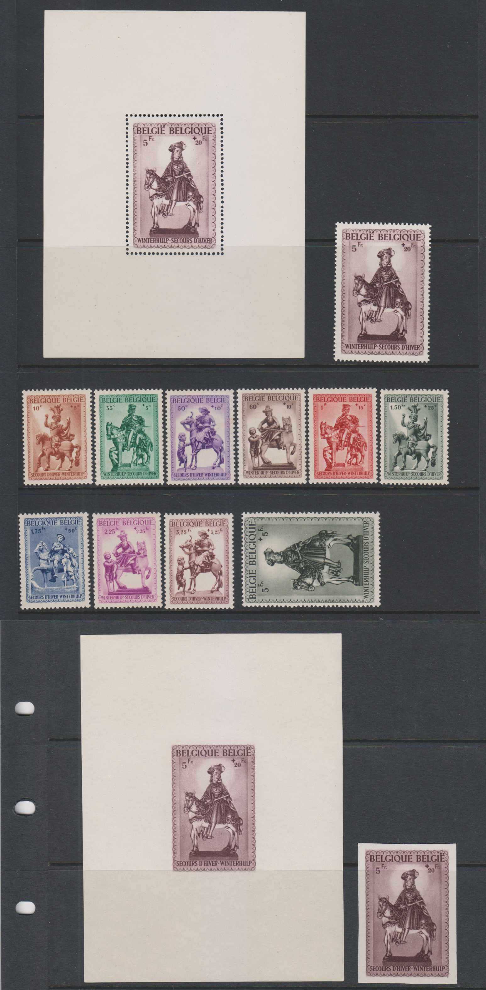 Belgium — Scott B305-b316 & singles from the Souvenir Sheet (Yvert 592A-592B)