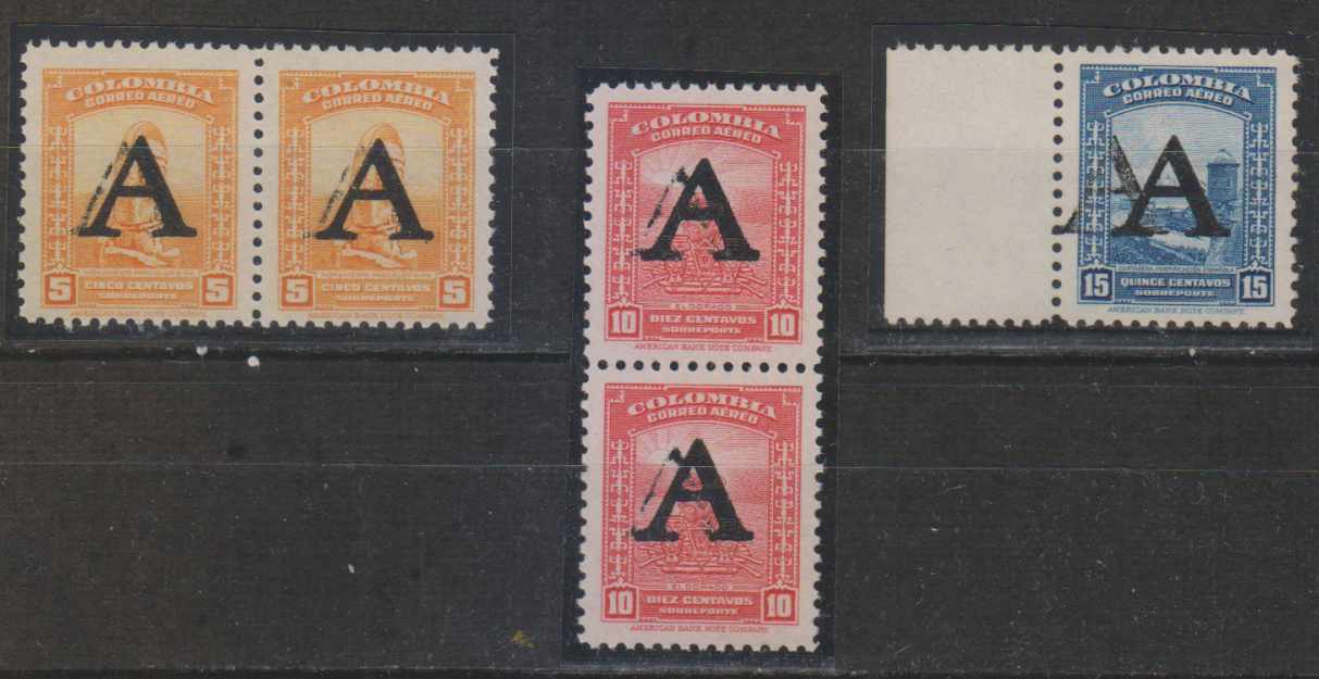 Colombia 1950 — Scott C186-c188 varieties