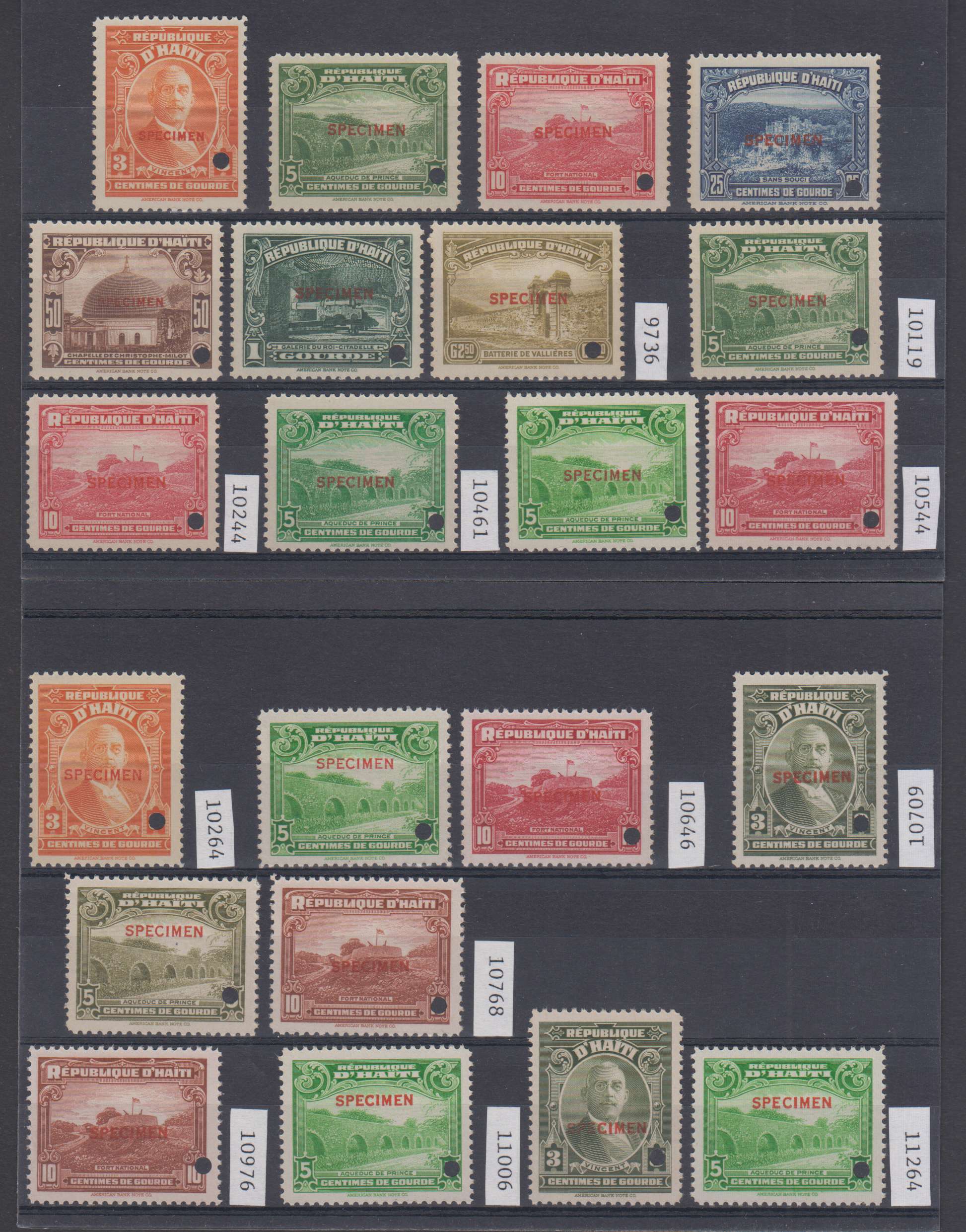 Haiti 1933 — Scott 325-334, 327a, 327b, 327c & 329a