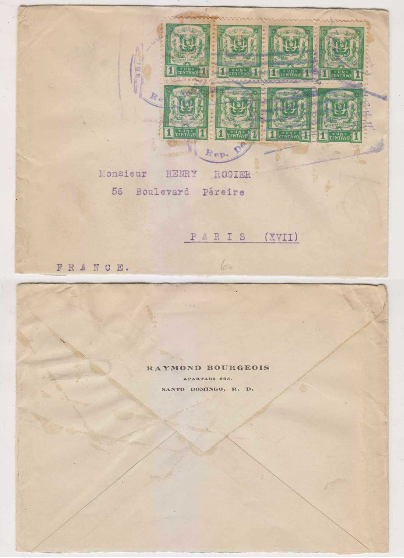 Dominican Republic 1926 — Most attractive mail to Paris
