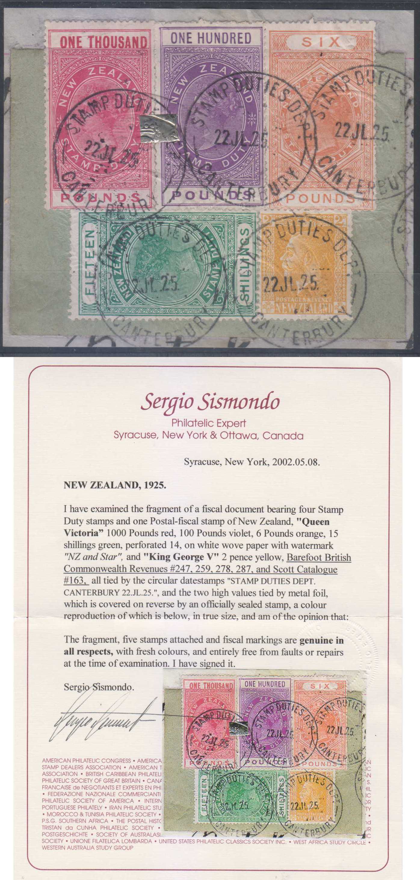 New Zealand 1925 — Mixed postage, revenues stamps duty & ordinary stamps