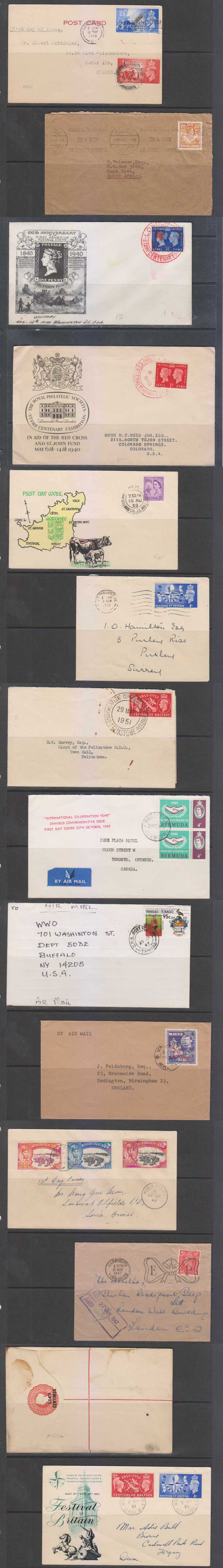 Great Britain — A substantial group of 55 covers, cacheted Fdc's, post cards, one unused aerogramme, etc