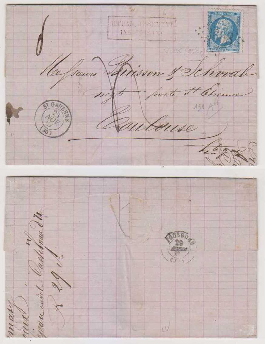 France 1867 — Entire letter used St
