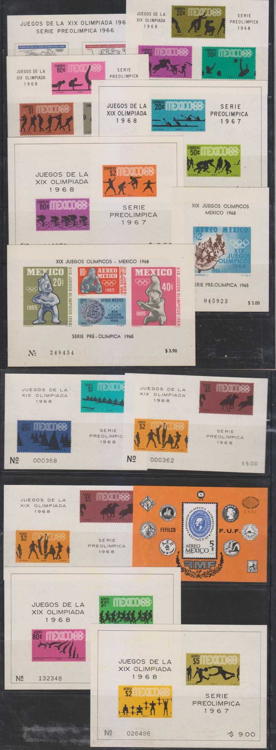 Mexico 1965 — Scott 975a, 983a, 985a, 992a, 995a, C310a-C311a, C329a, C331a, C336a, C338a, C366a, C342a…