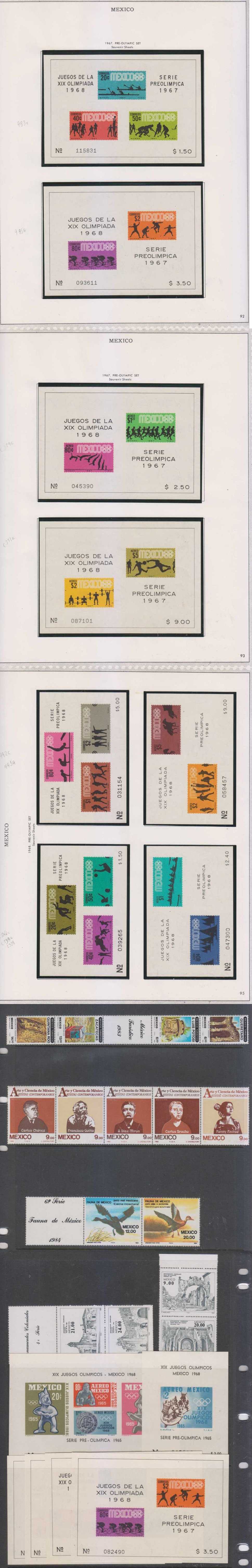 Mexico 1965 — Scott 975a, 983a, 985a, 992a, 995a, C310a-C311a, C329a, C331a, C336a, C338a, C366a, C342a…