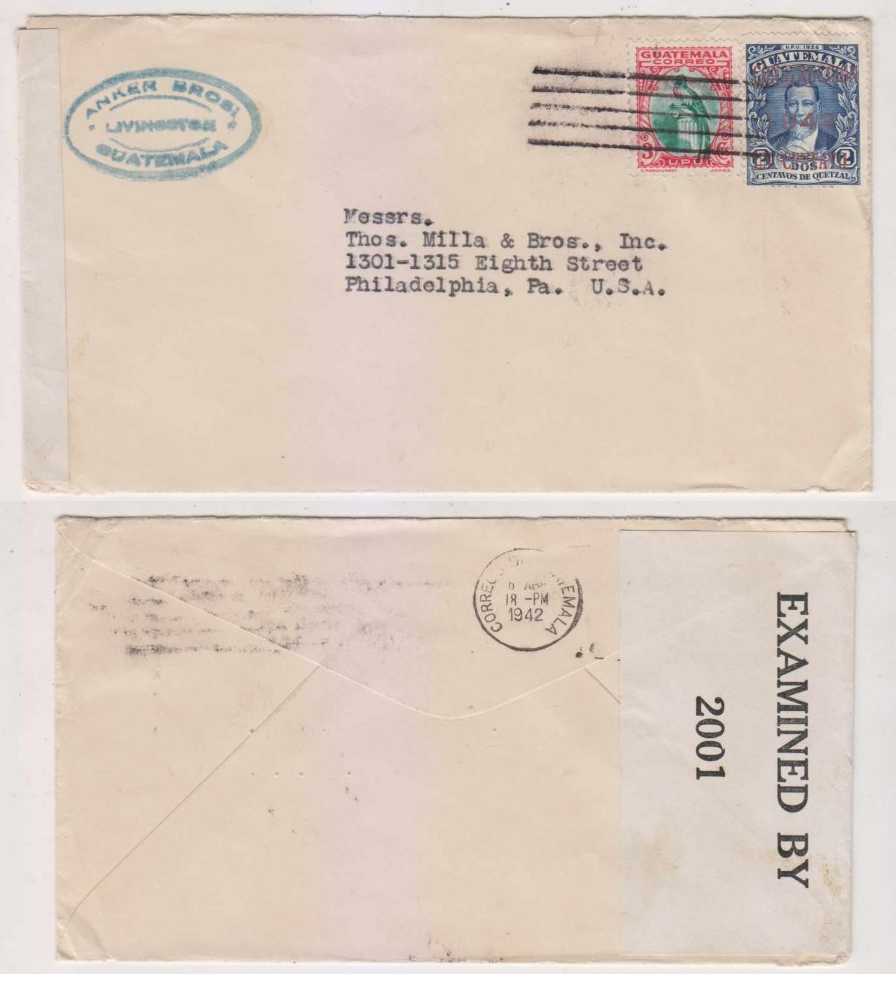 Guatemala 1942 — Censored mail Livingston via Guatemala city Apr6 to Philadelphia, PA