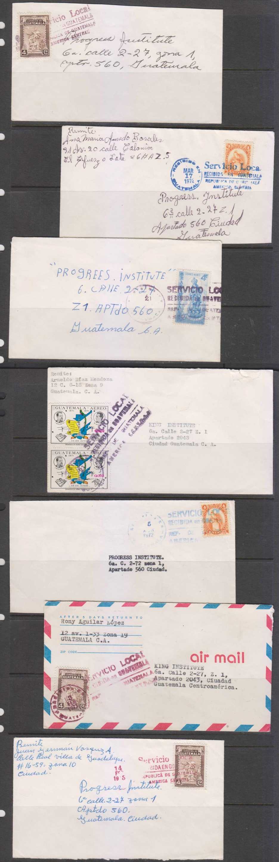 Guatemala 1972 — Various "Local Service" Markings to Guatemala City