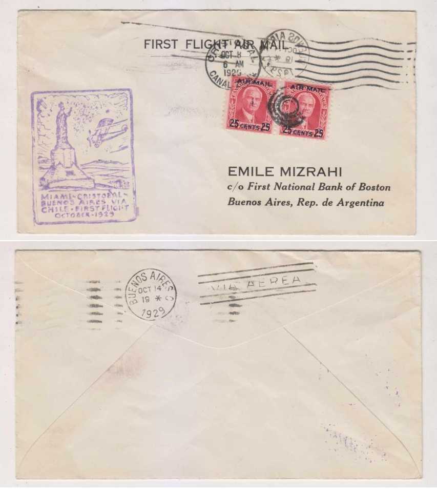 Canal Zone 1929 — FF Miami - Cristobal - Buenos Aires Via Chile