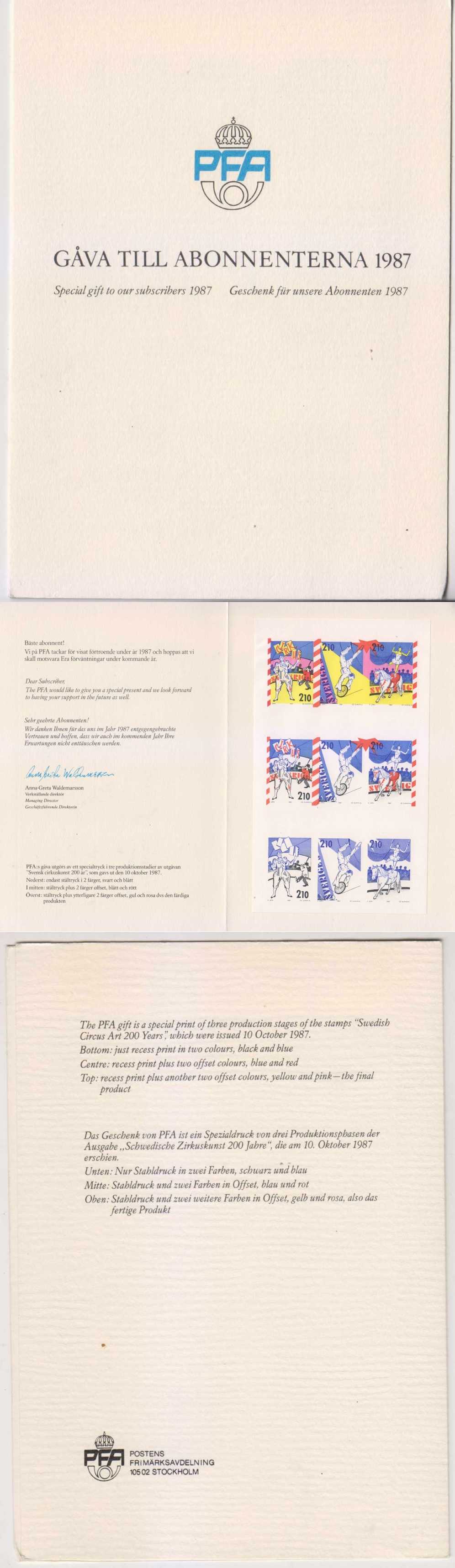 Sweden 1987 — Special Gift for our subscribers 1987