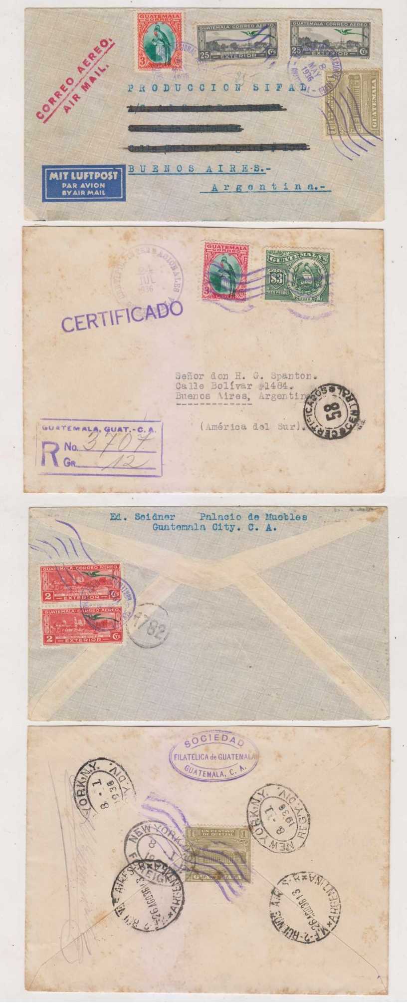 Guatemala 1936 — Air & R-air Cover TO Argentina