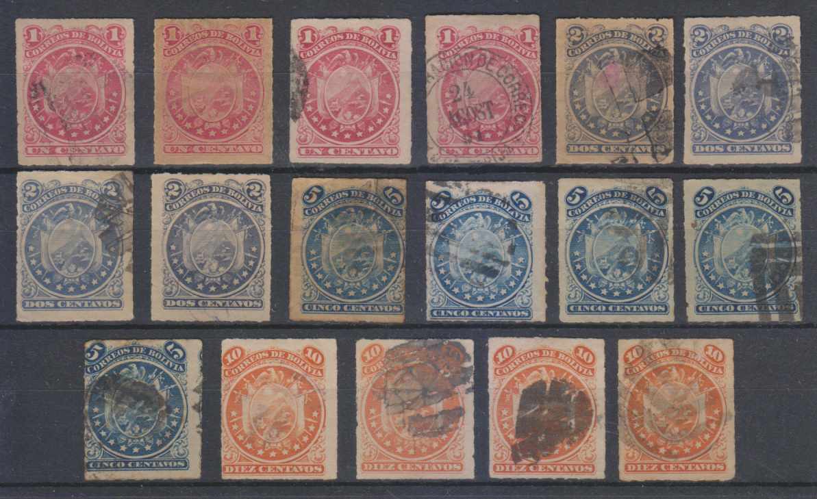 Bolivia 1887 — Rouletted issue
