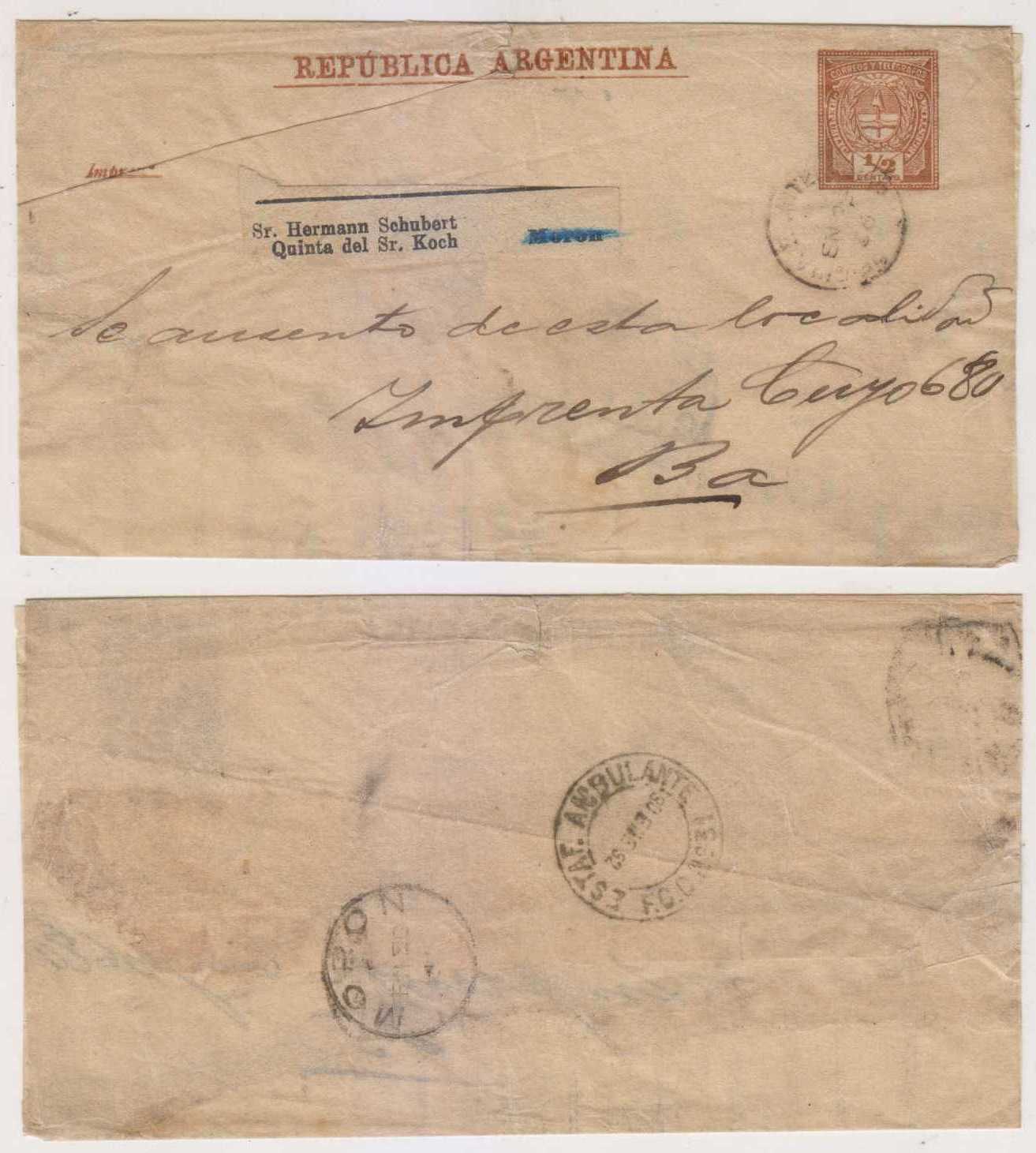 Argentina 1890 — Railroad Tpo Cancel