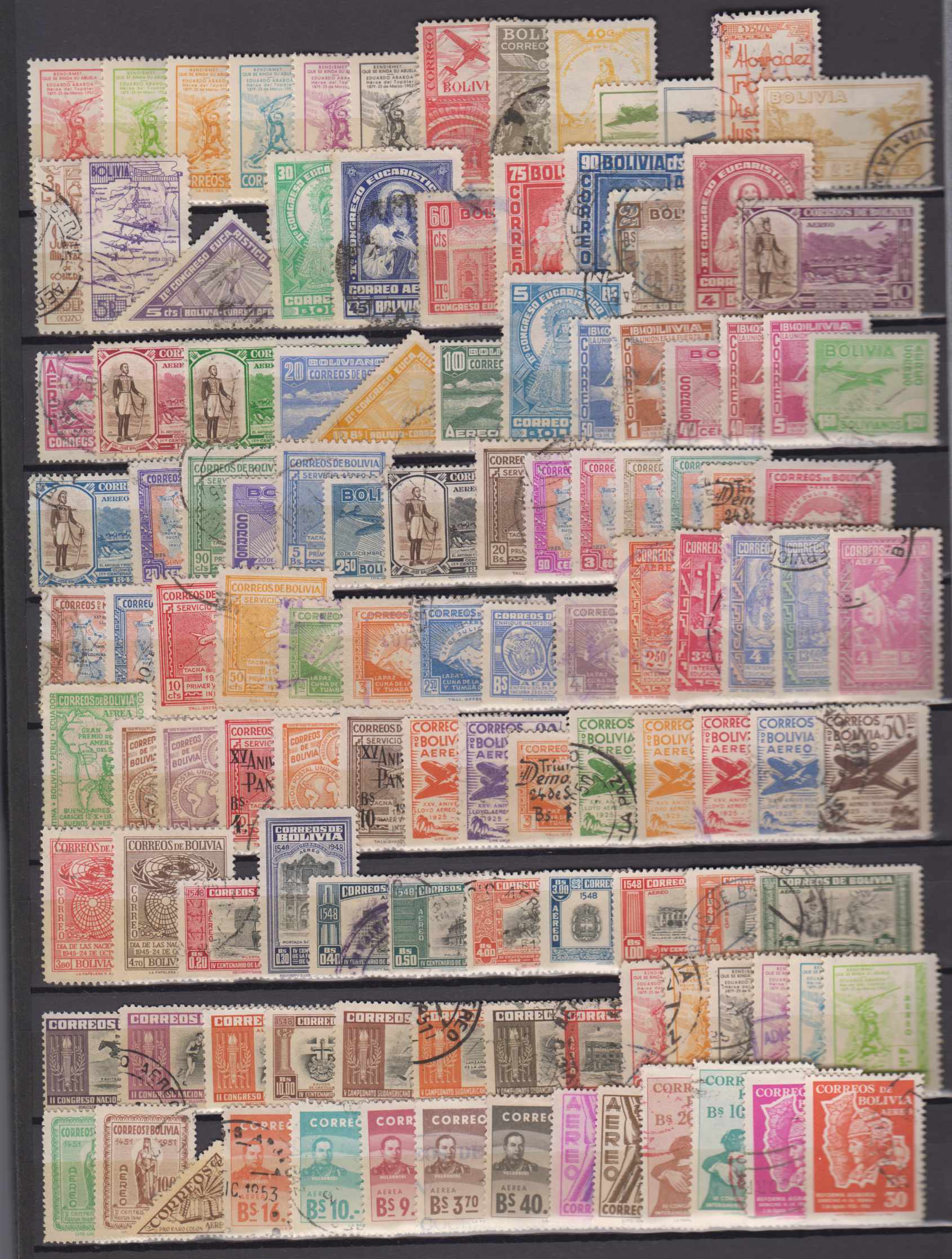 Bolivia — Collection of 901 stamps in stockpages, including ordinary post, air post, postal tax, etc