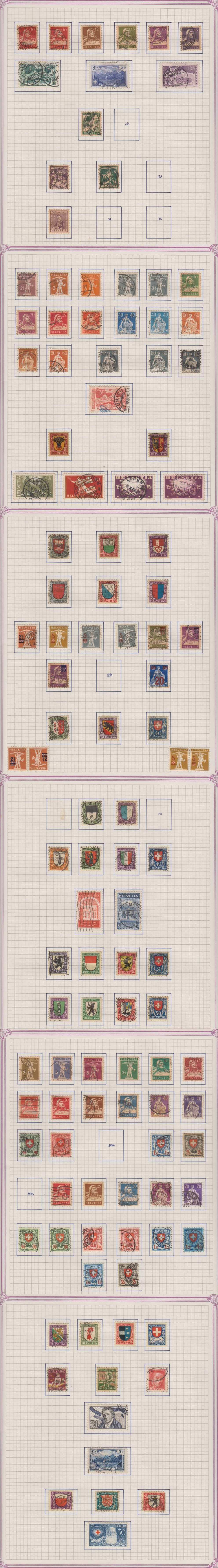Switzerland 1907 — Collection mounted on 15 album pages featuring ordinary & semipostal stamps chiefly in…
