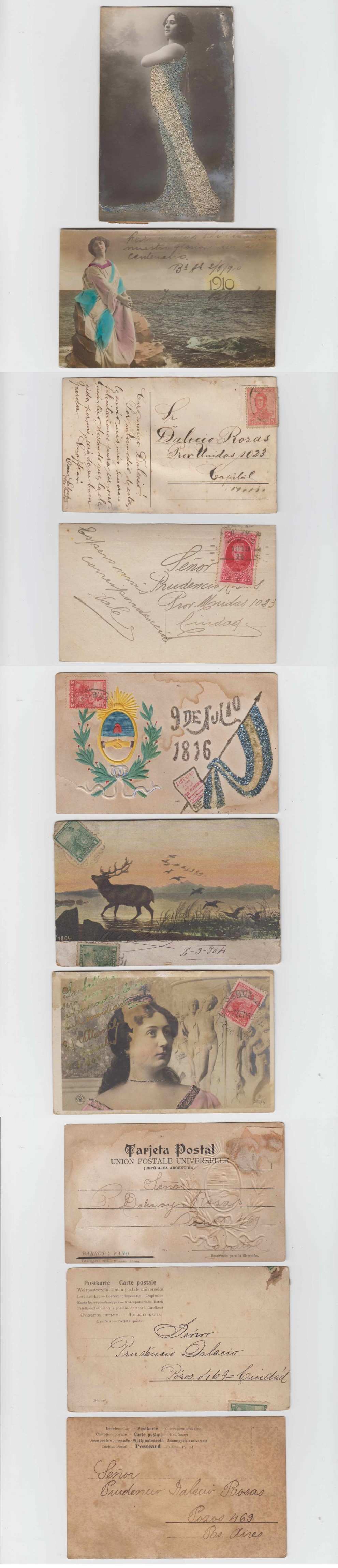 Argentina 1900 — Group of 14 color patriotic, romantic, music and one featuring a deer & birds, all with…