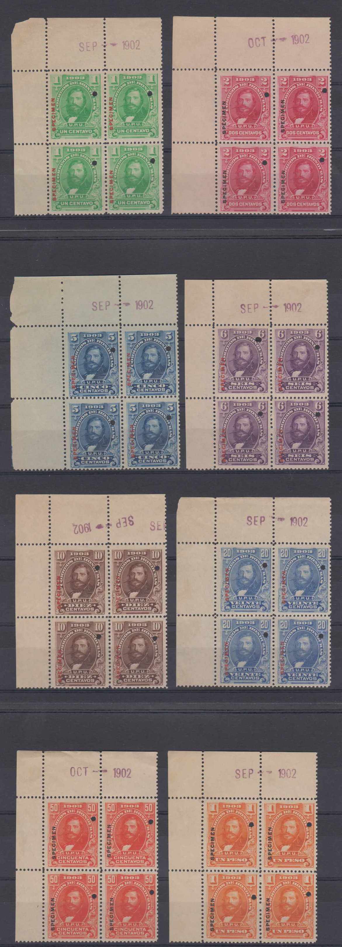 Honduras 1902 — Guardiola issue Scott 111-118