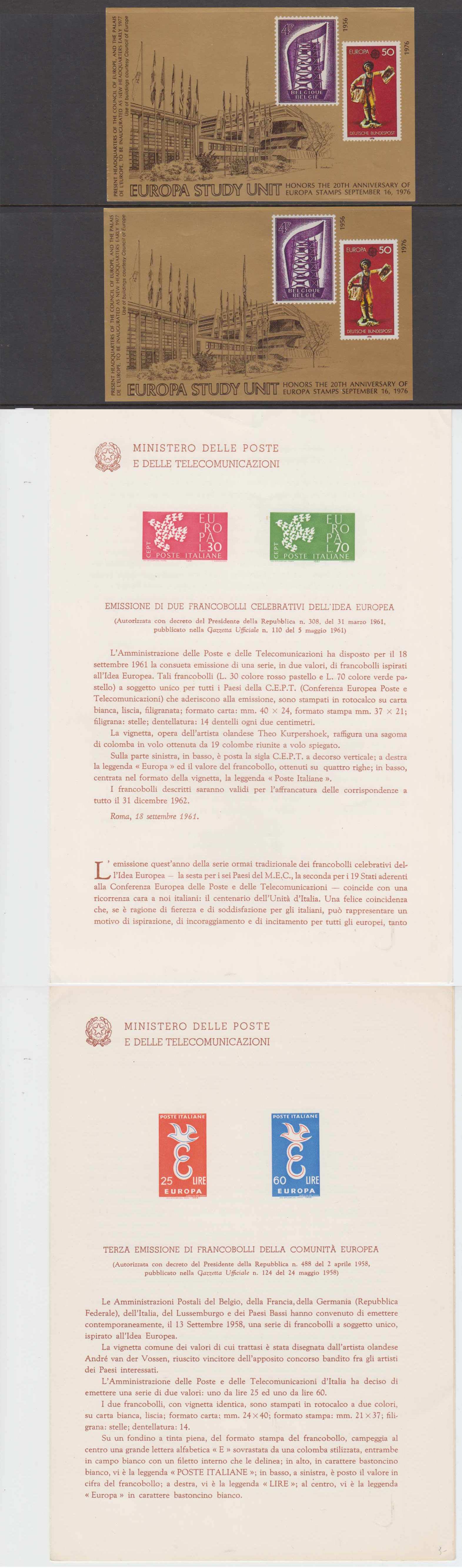 1961 — Group fo 10 Souvenir Sheets & 2 Souvenir folders