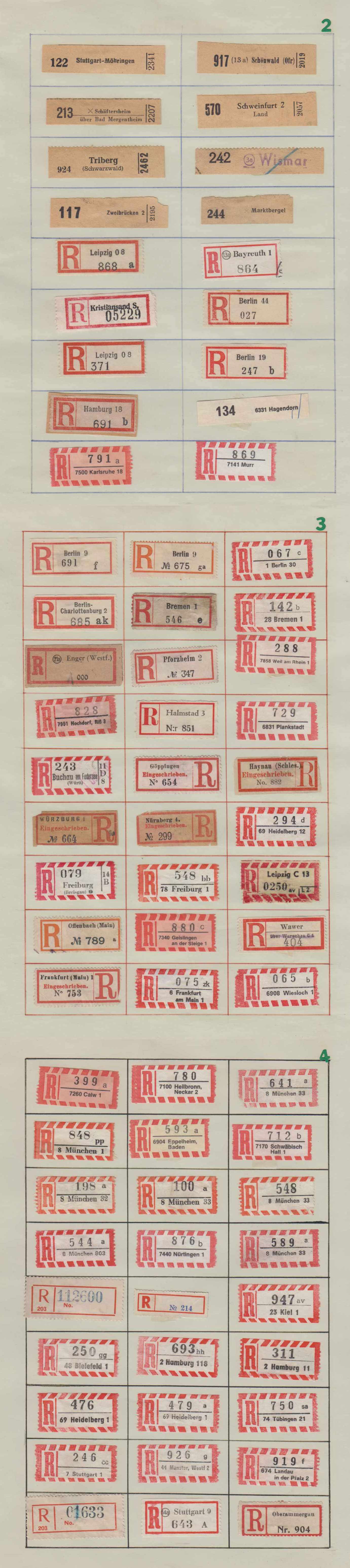 Superbe collection of 466 Registration labels, perf, imperf or rouletted, unused or used