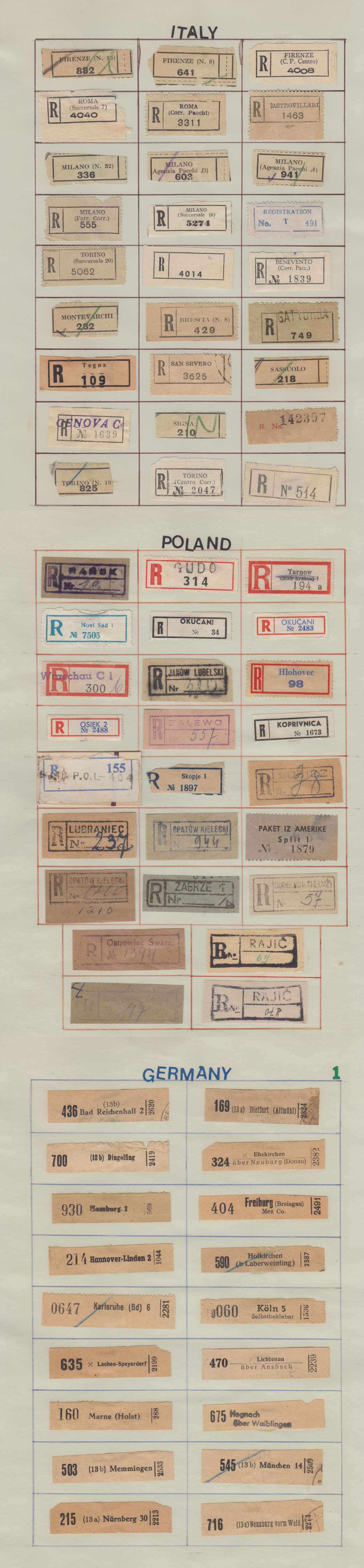 Superbe collection of 466 Registration labels, perf, imperf or rouletted, unused or used