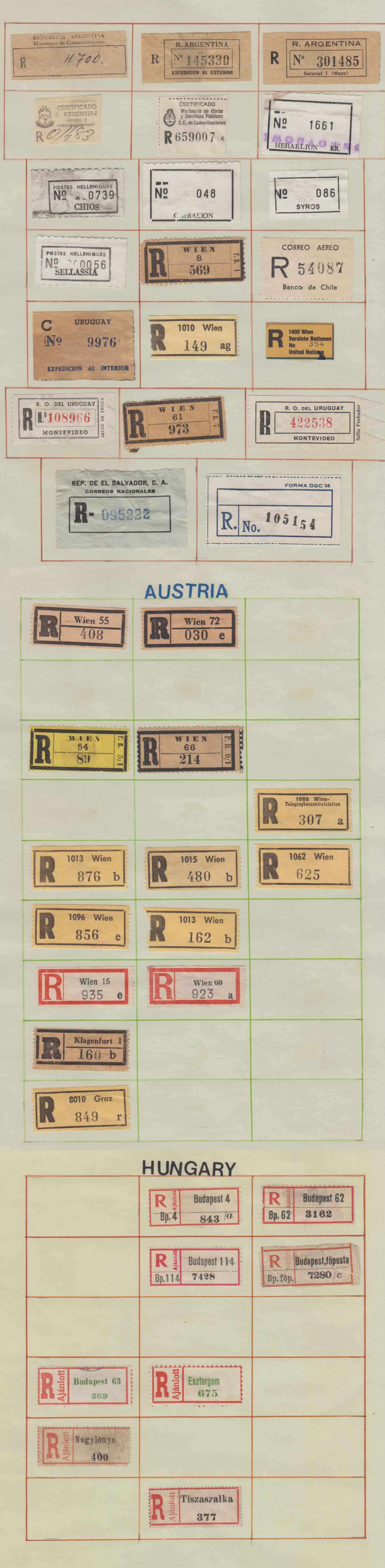 Superbe collection of 466 Registration labels, perf, imperf or rouletted, unused or used