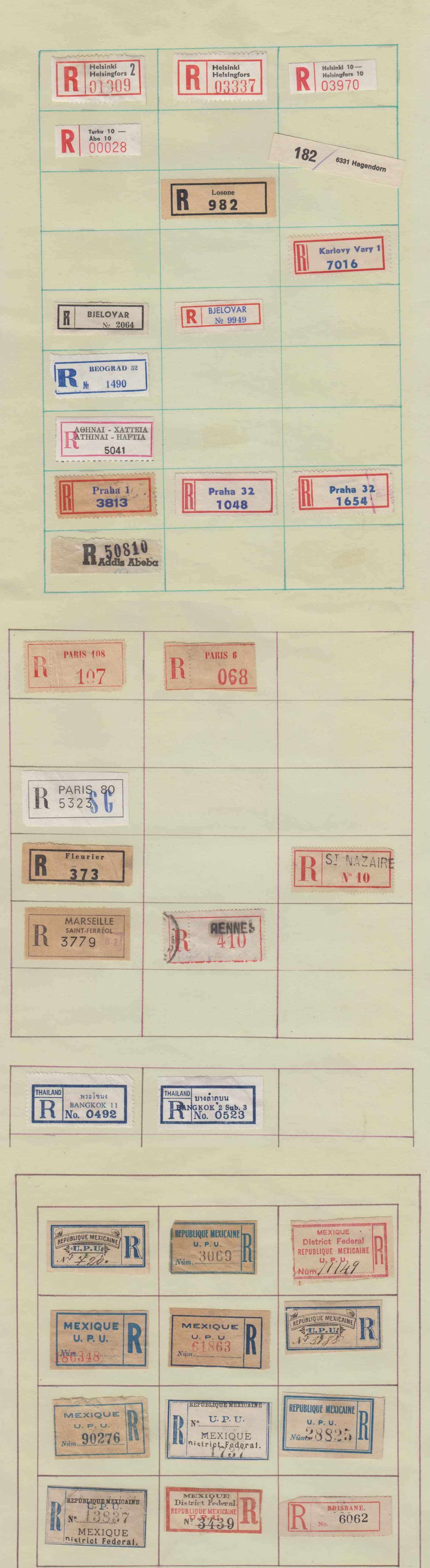 Superbe collection of 466 Registration labels, perf, imperf or rouletted, unused or used