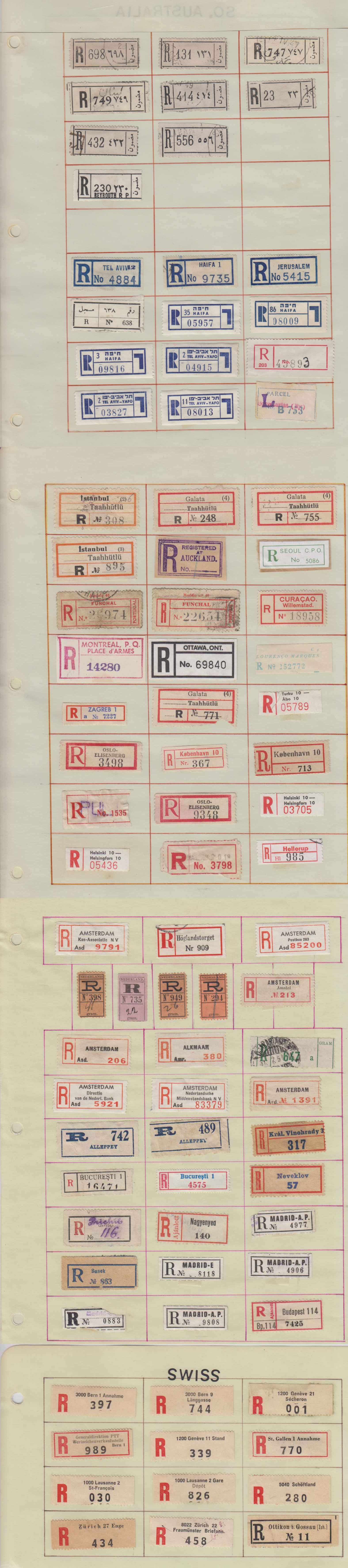 Superbe collection of 466 Registration labels, perf, imperf or rouletted, unused or used