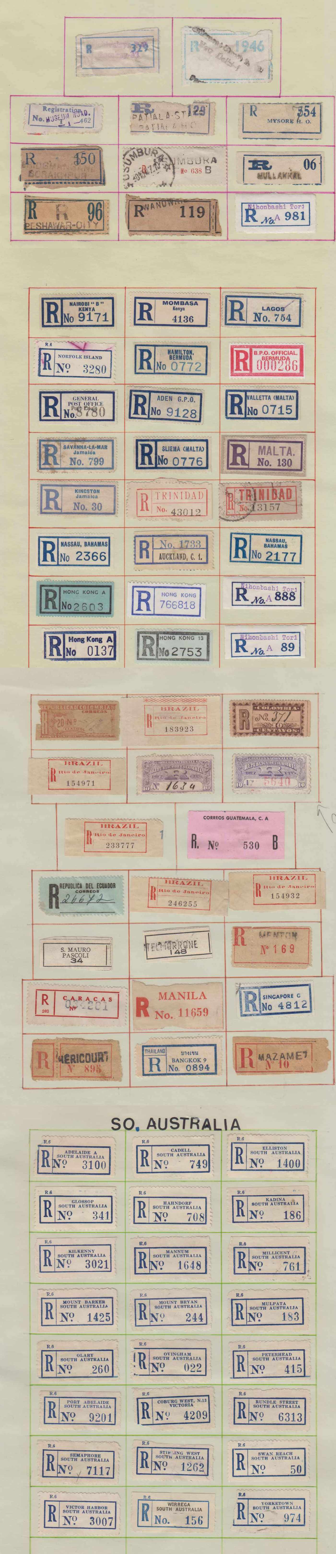 Superbe collection of 466 Registration labels, perf, imperf or rouletted, unused or used