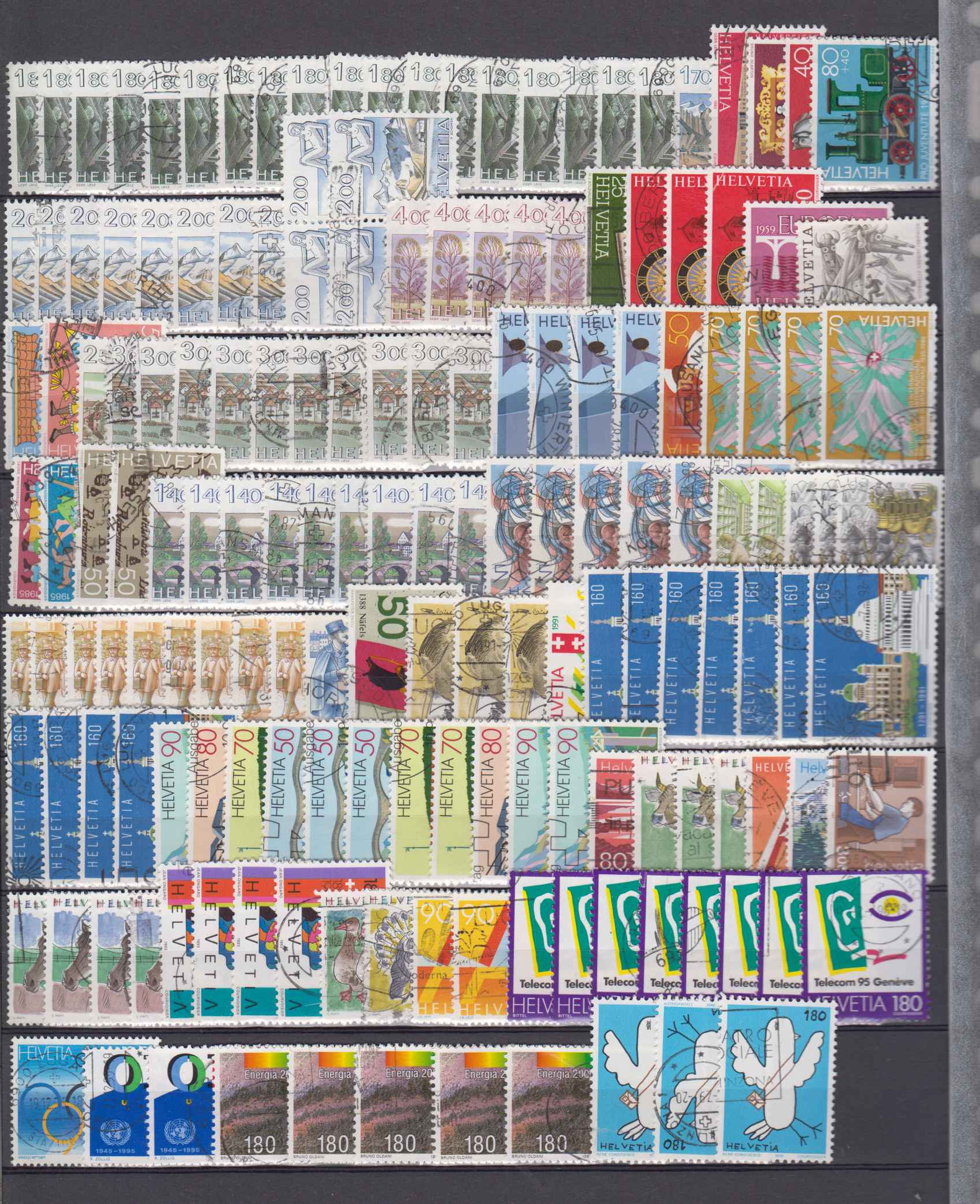 Switzerland — Collection on 5 stockpages with 1990+ stmaps including ordinary semi postal & air post…